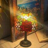 Tiffany style lamp vintage colourful flowers