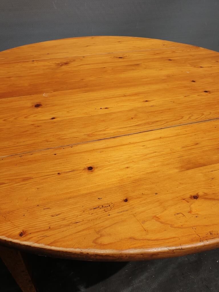 Table pitchpin miel à 2 volets guéridon bistrot vintage