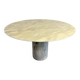 Veined marble round table with central base, Italian design from the 1970s.