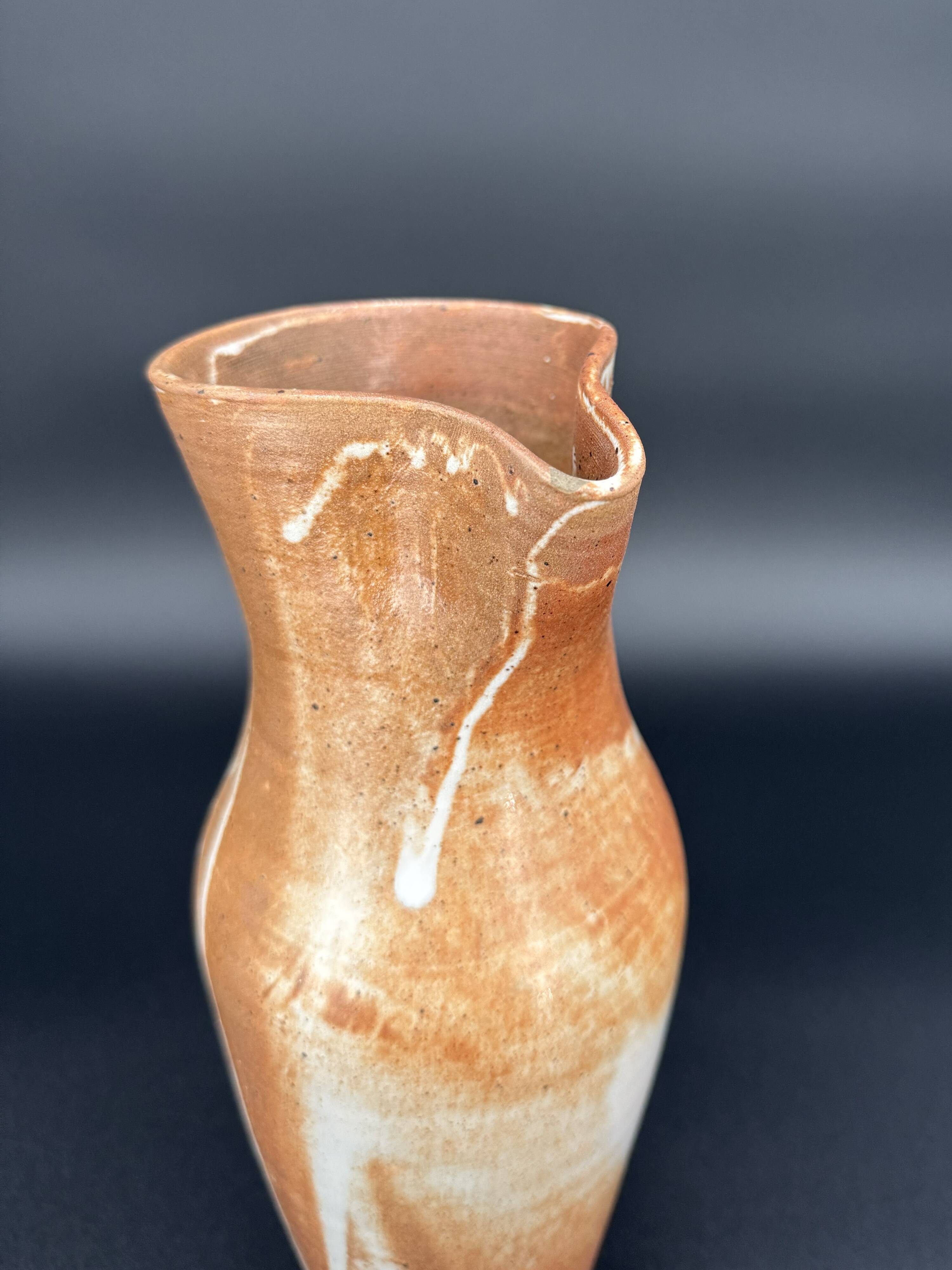 Large vintage flamed stoneware jug – France, 1970s