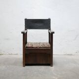 Fauteuil coffre en bois, XIX ème