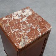 Pair of Art Deco nightstands in oak with marble top, France ca. 1925