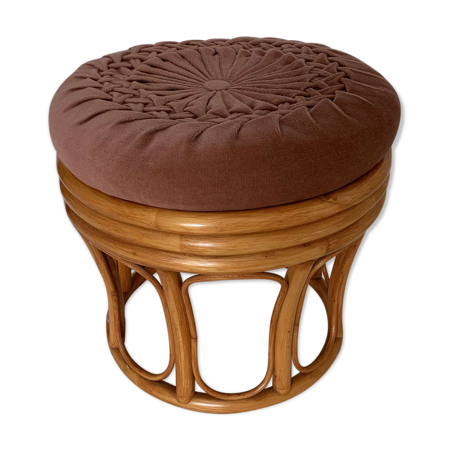 Vintage rattan ottoman