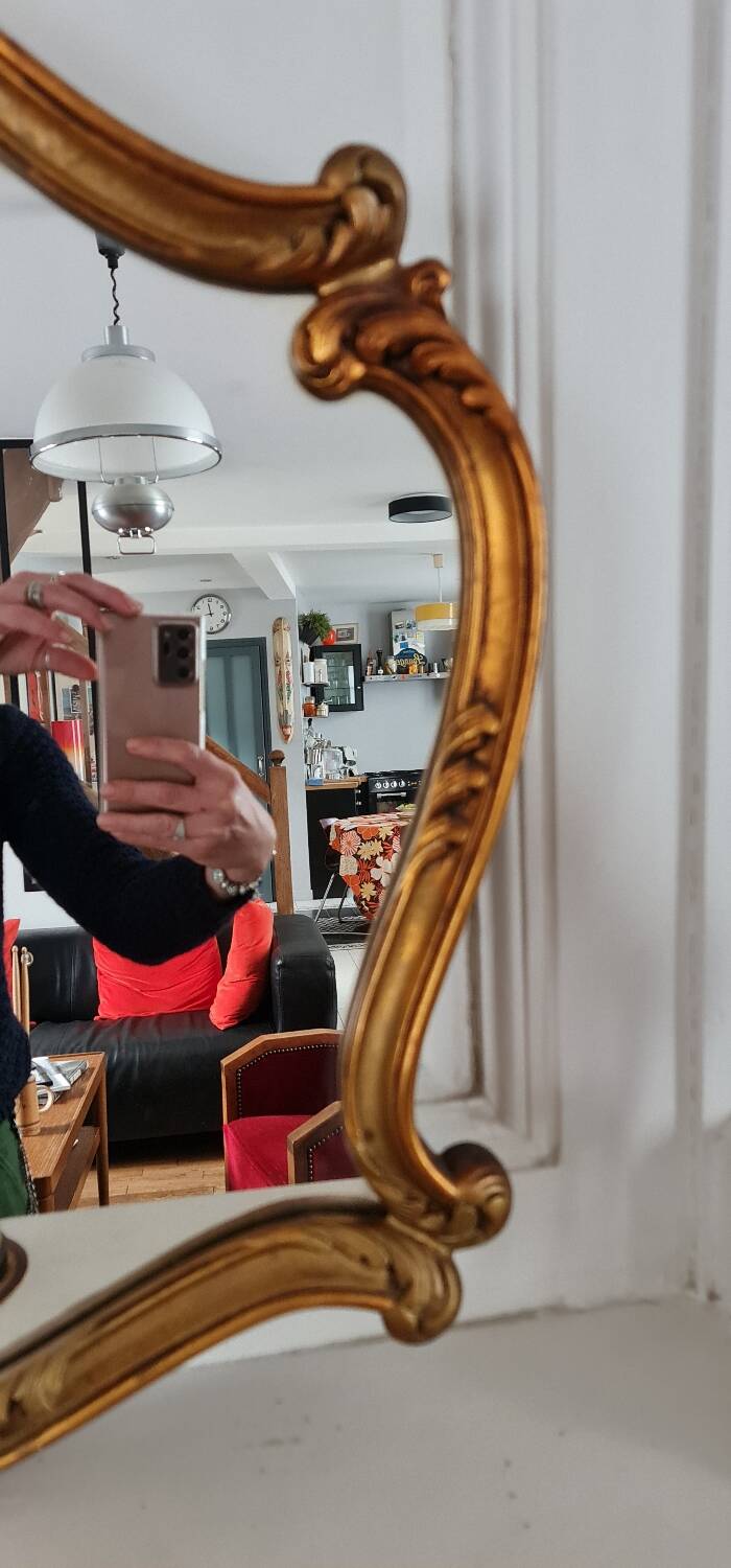 Antique mirror, 20th century, Louis XV style, gilded.