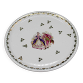 Plat à Gâteau en Porcelaine de France style Fragonard XVIIIème