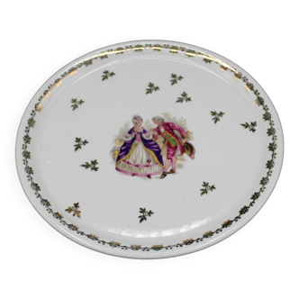 Plat à Gâteau en Porcelaine de France style Fragonard XVIIIème