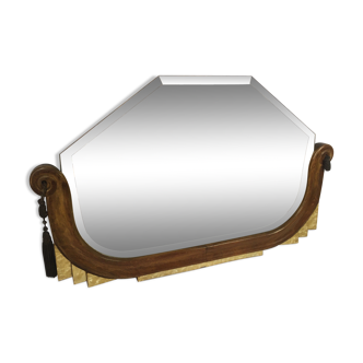Mirror of the 1940s wooden carved and mother-of-Pearl 50x80cm