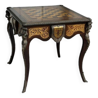 Louis xv napoleon iii style games table boulle marquetry from the 20th century