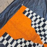 Handmade orange pure wool rug, size 160 x 240 cm