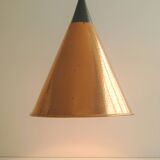 Rare cone - shaped pendant lamp in hammered structed copper - Denmark 1960s.