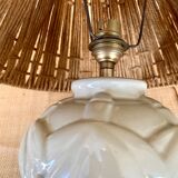 Ceramic lamp, 2M fabric cable, rope lampshade