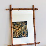 Fake bamboo wooden mirror 91 x 68 cm