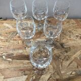 Set of 6 vintage 20th century cut crystal stemmed glasses