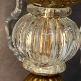 Pair of antique chandeliers, in brass with cut glass pendants, early 20th century