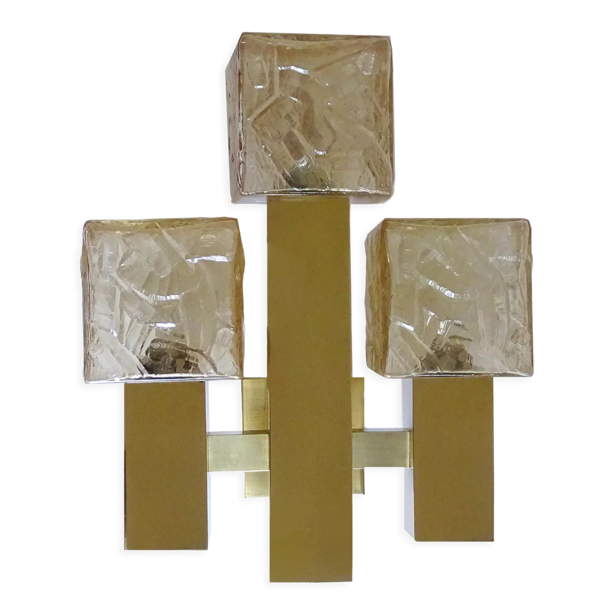 Wall lamp vintage kalmar austria, brass & glass, 70s