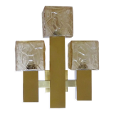 Wall lamp vintage kalmar austria, brass & glass, 70s