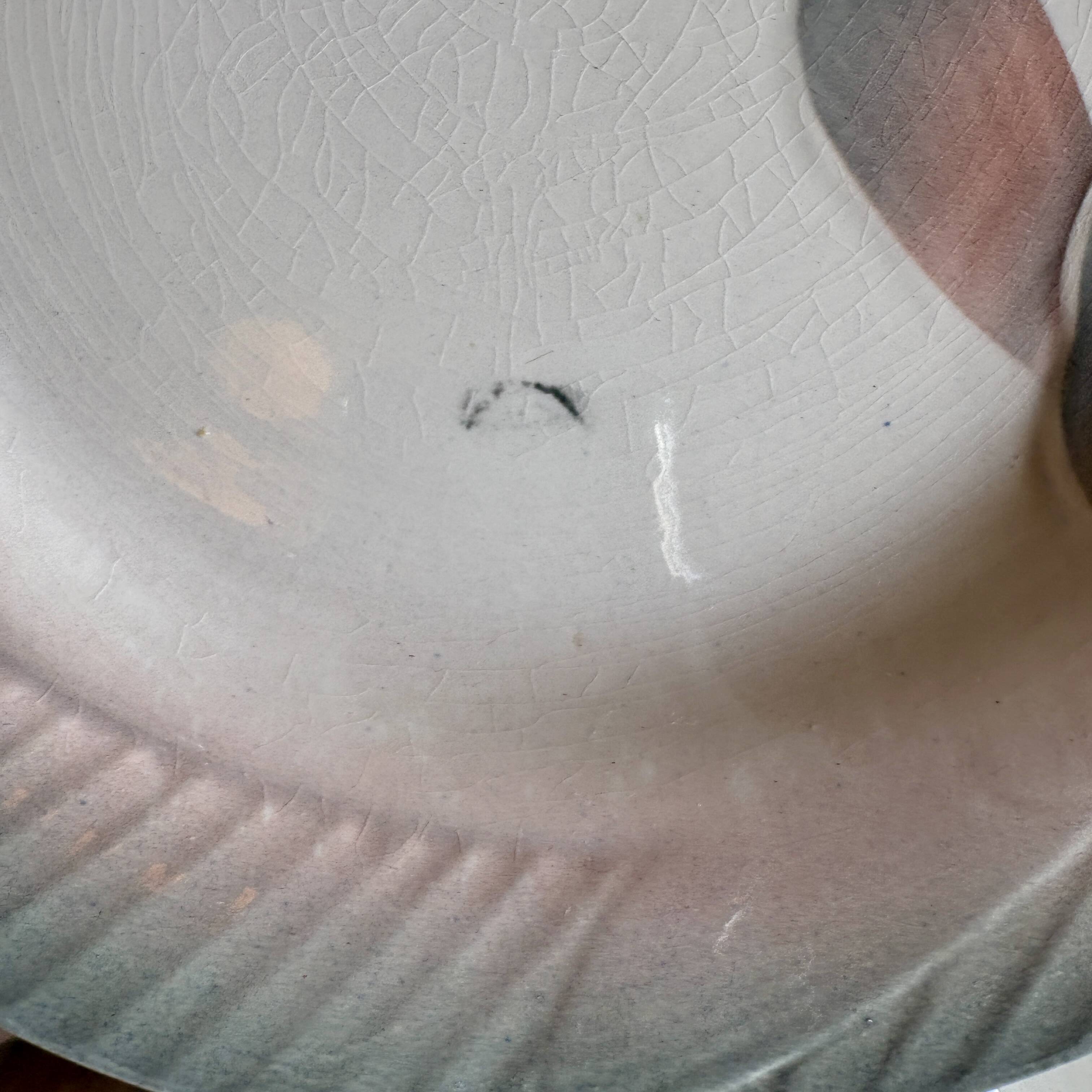 Set of 12 vintage pink and gray fish-shaped plates - Digoin