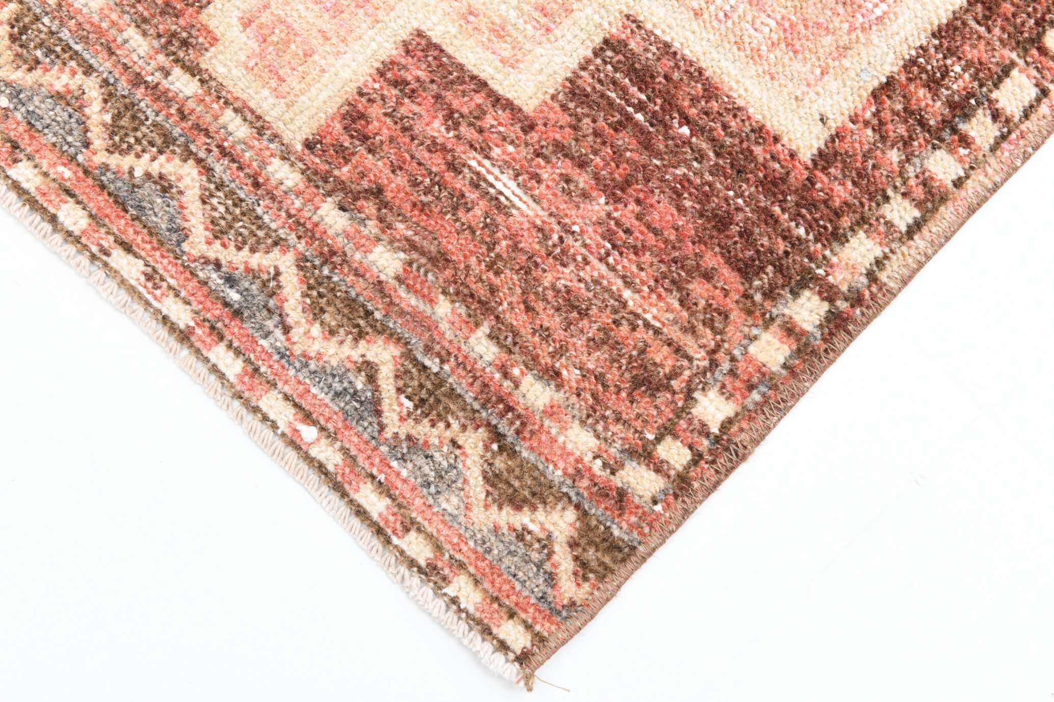 3x10 neutral geometric vintage runner rug, 296x73cm