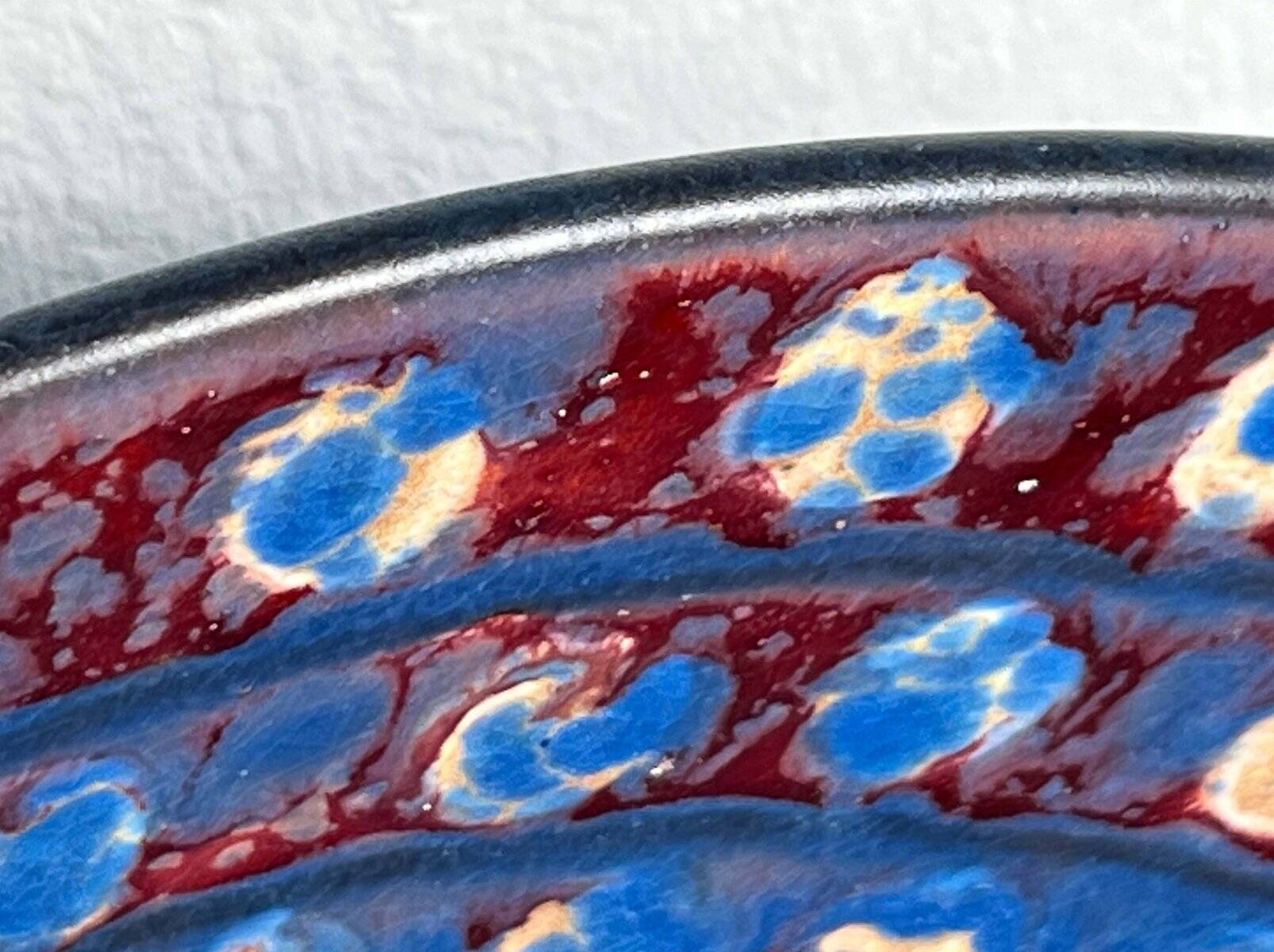 Large Mid-Century Modern German Studio Pottery Decorative Wall Plate by Eva Fritz-Lindner for Karlsruher Majolika, 1960s