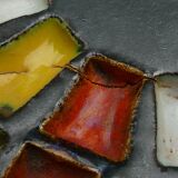 Multicolor dish, original ceramics signed Jean Garillon, years 50