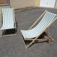 Pair of sun loungers with vintage blue blue stripes