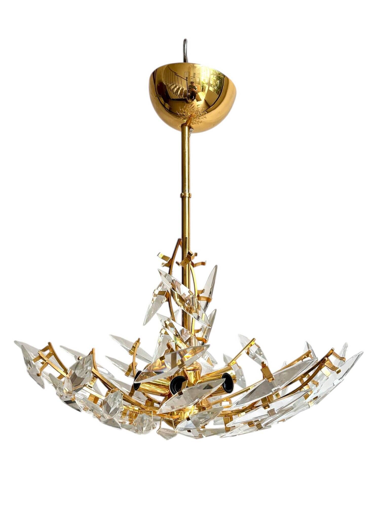 Rafael Tormo 6-light chandelier in gold metal and transparent tassels