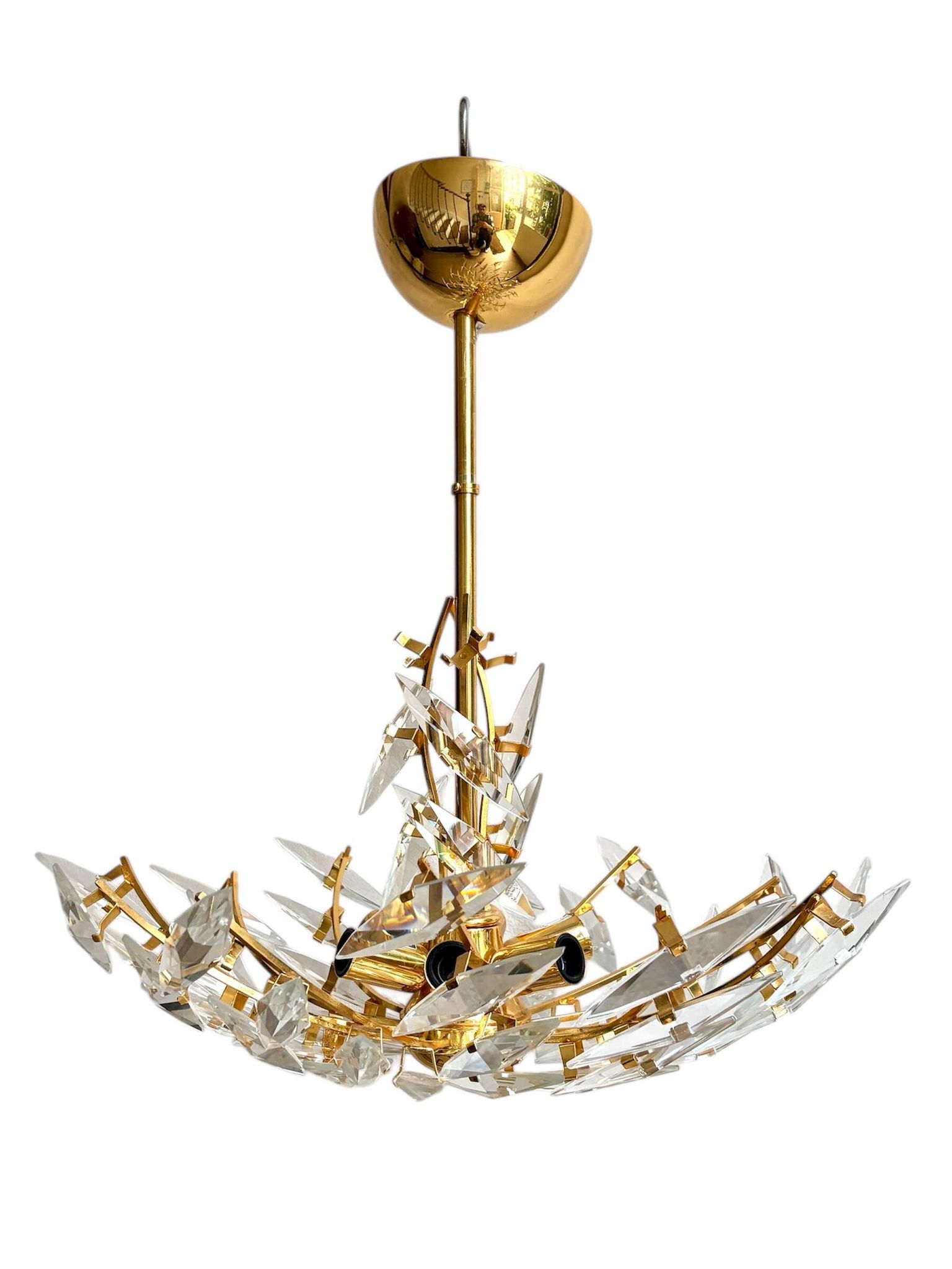 Rafael Tormo 6-light chandelier in gold metal and transparent tassels