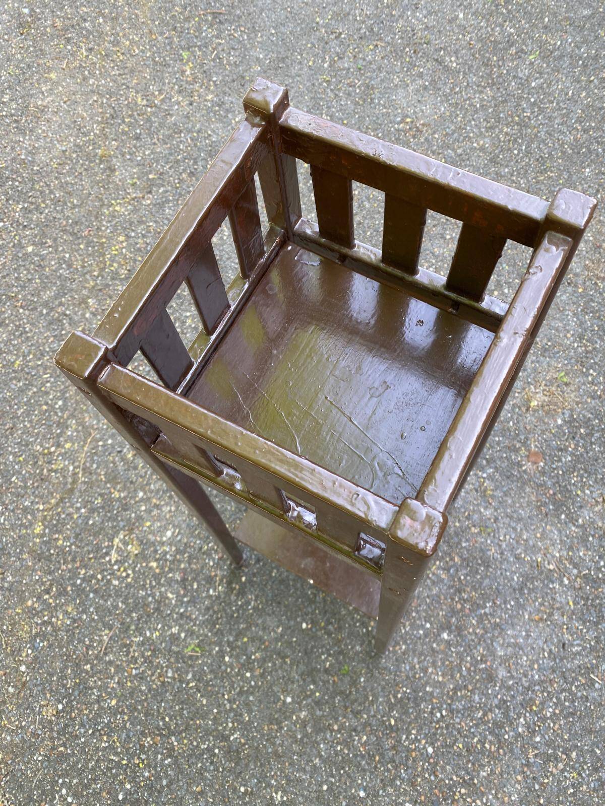 Vintage solid wood stool repainted 91cm