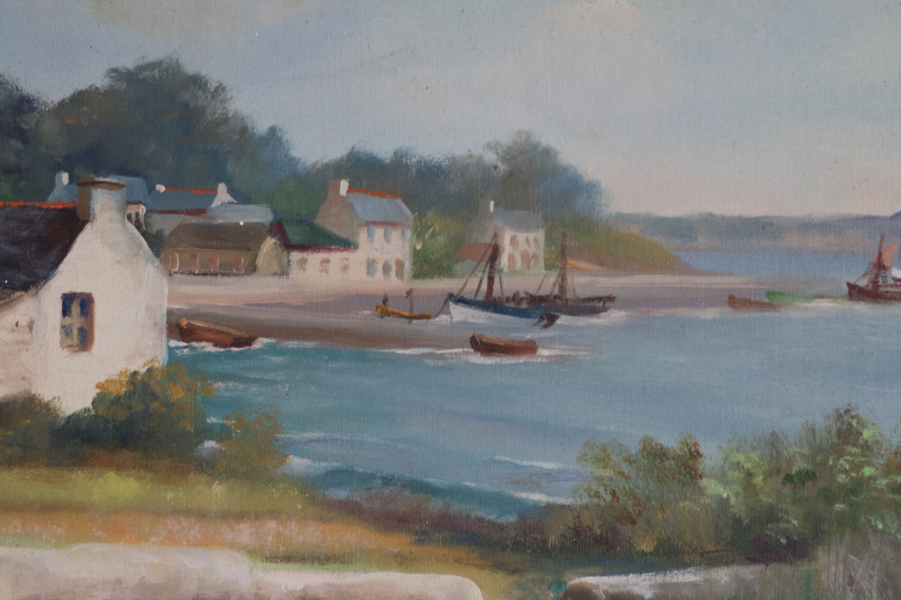 Vue sur l'île aux moines de Lucien Ferriot  huile sur toile
