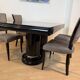Art Deco dining table in black piano lacquer & metal, 1930