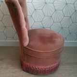 Vintage toad armchair in pink velvet.