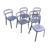 6 Reidar aluminium stackable chairs, exterior interior. 1999