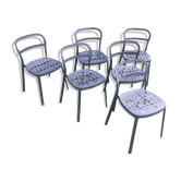 6 Reidar aluminium stackable chairs, exterior interior. 1999