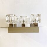 Brushed metal ceiling light and glass globes, 5 halogen candles