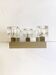 Brushed metal ceiling light and glass globes, 5 halogen candles