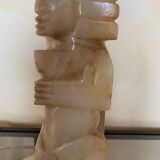 Carved onyx lamp – Pre-Columbian/Aztec style – Vintage