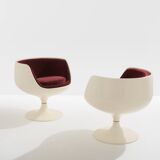 Eero Aarnio pair of Cognac alpaca velvet chairs 1967