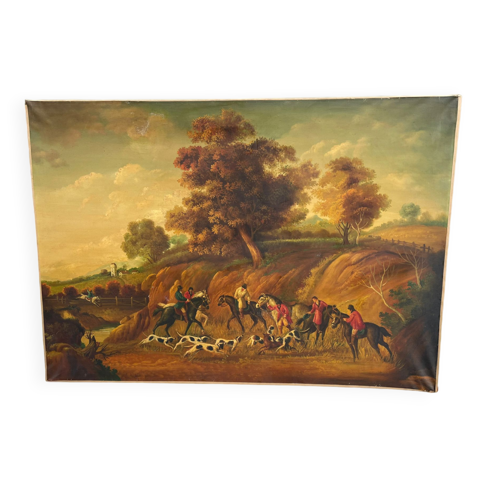 Painting court hunting oil on canvas