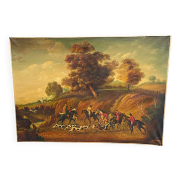 Painting court hunting oil on canvas