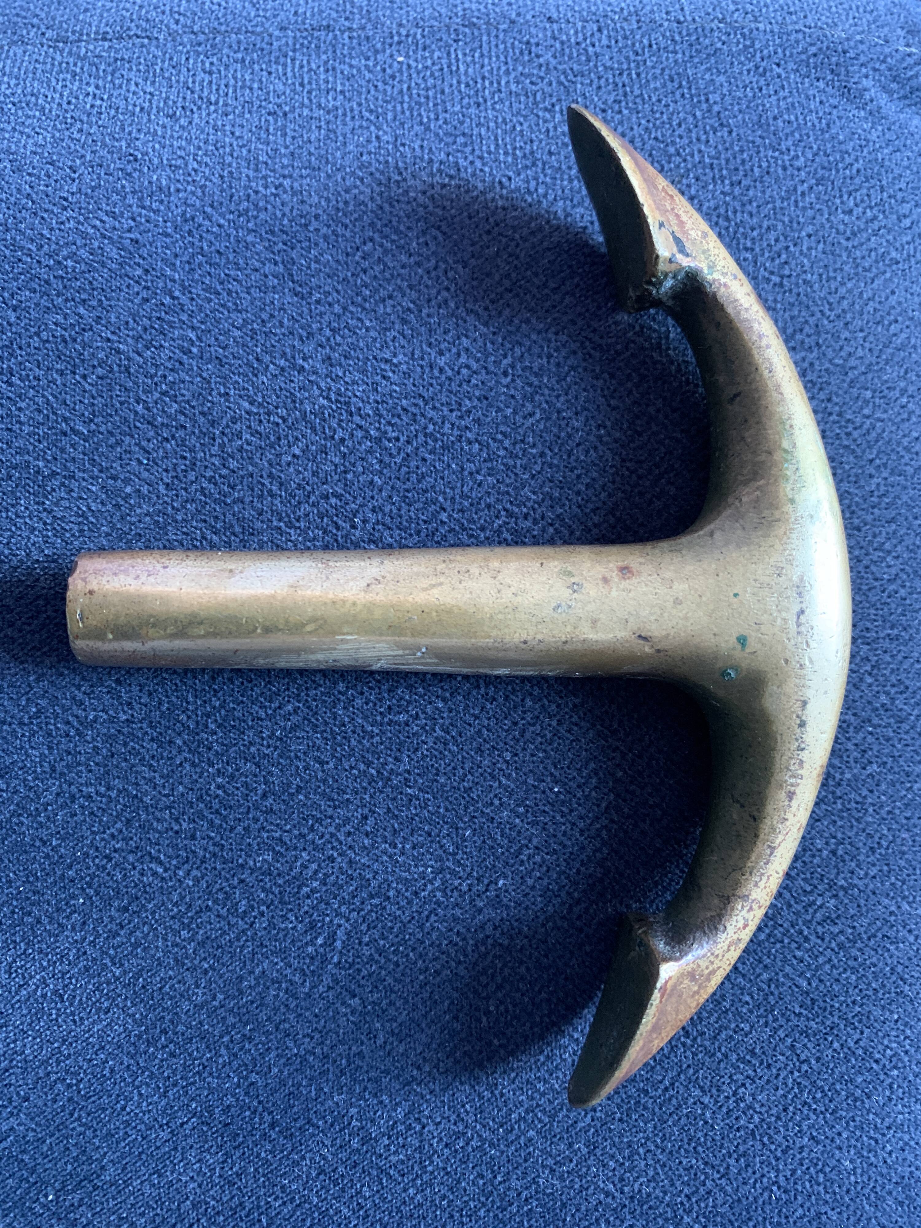 Bronze corkscrew in the shape of a boat anchor