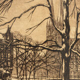 Amsterdam in Wintertime, B/W Etching on Paper, 50 x 45 cm