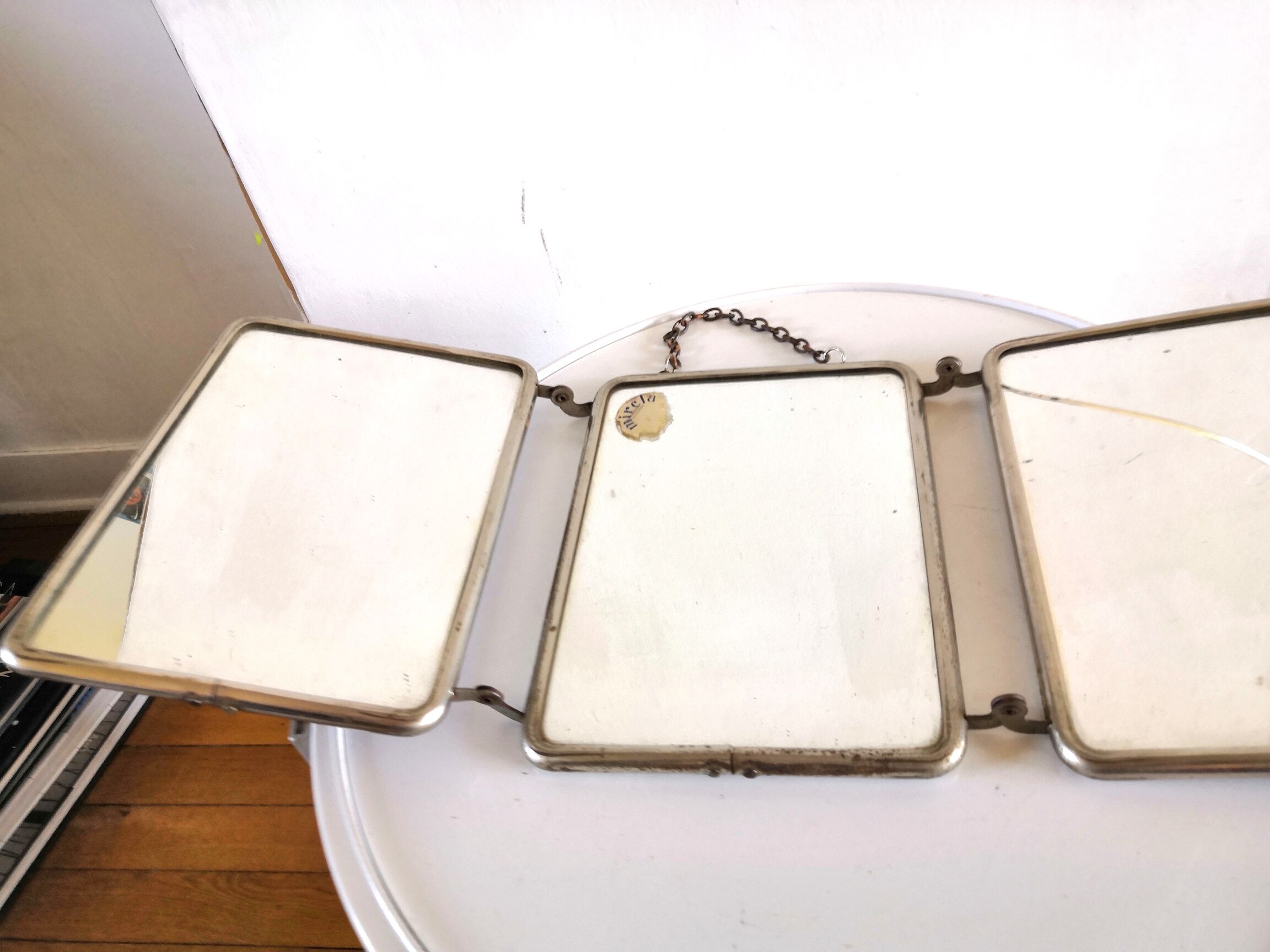 Triptych mirror of Barbier Mirclair design 60s