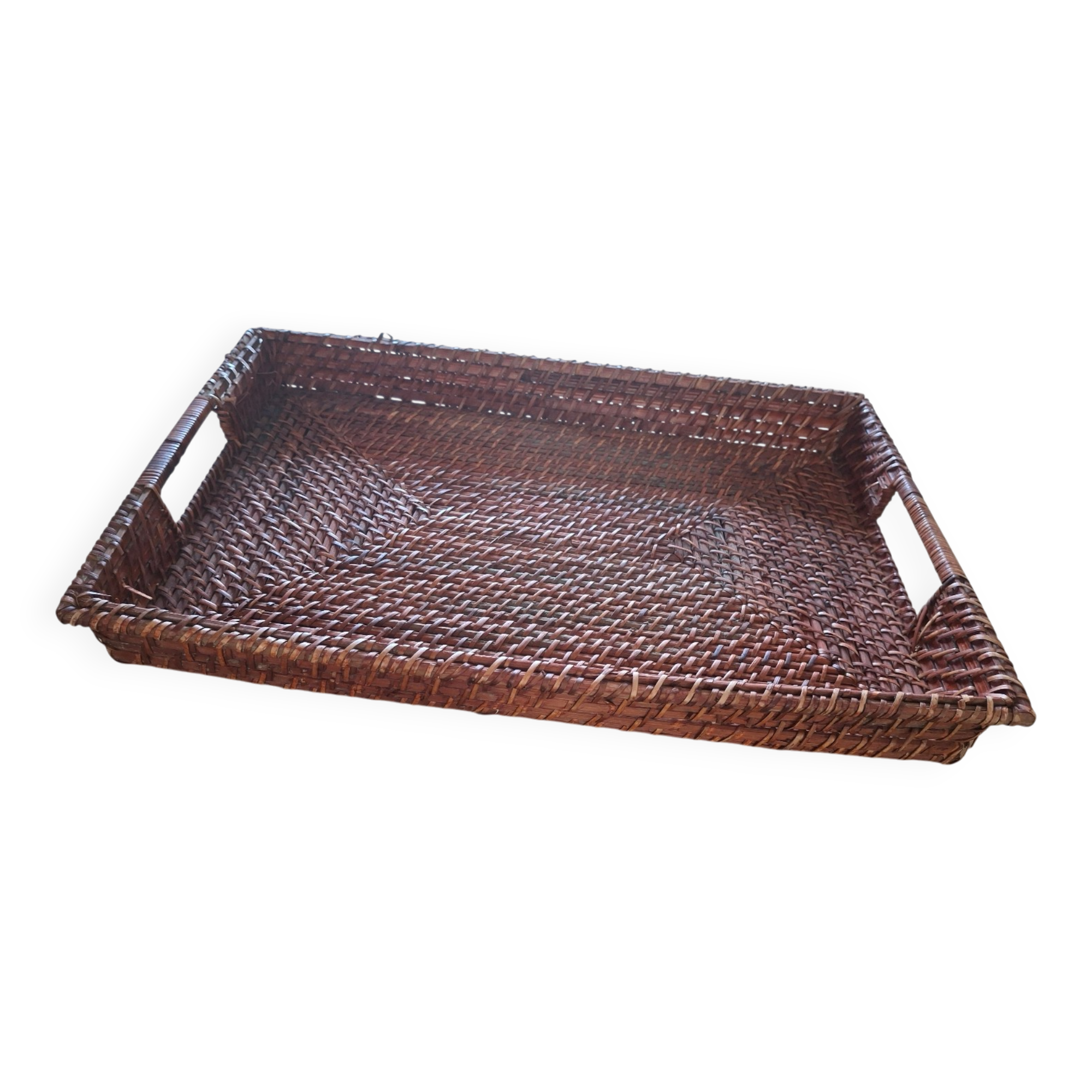 Large vintage woven rattan/tray – serving tray