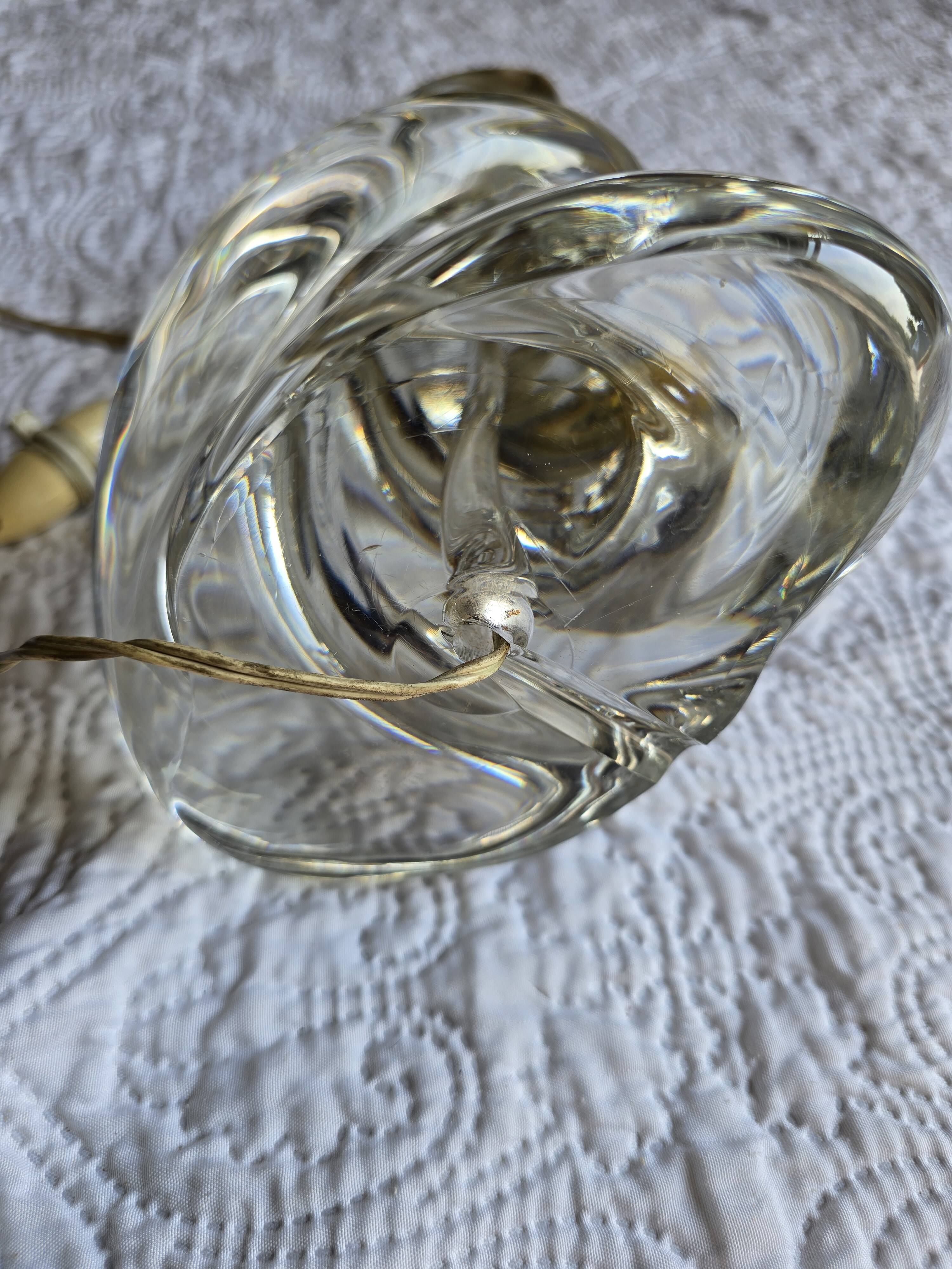 Vintage twisted crystal lamp base from Sèvres, 1960s-70s.