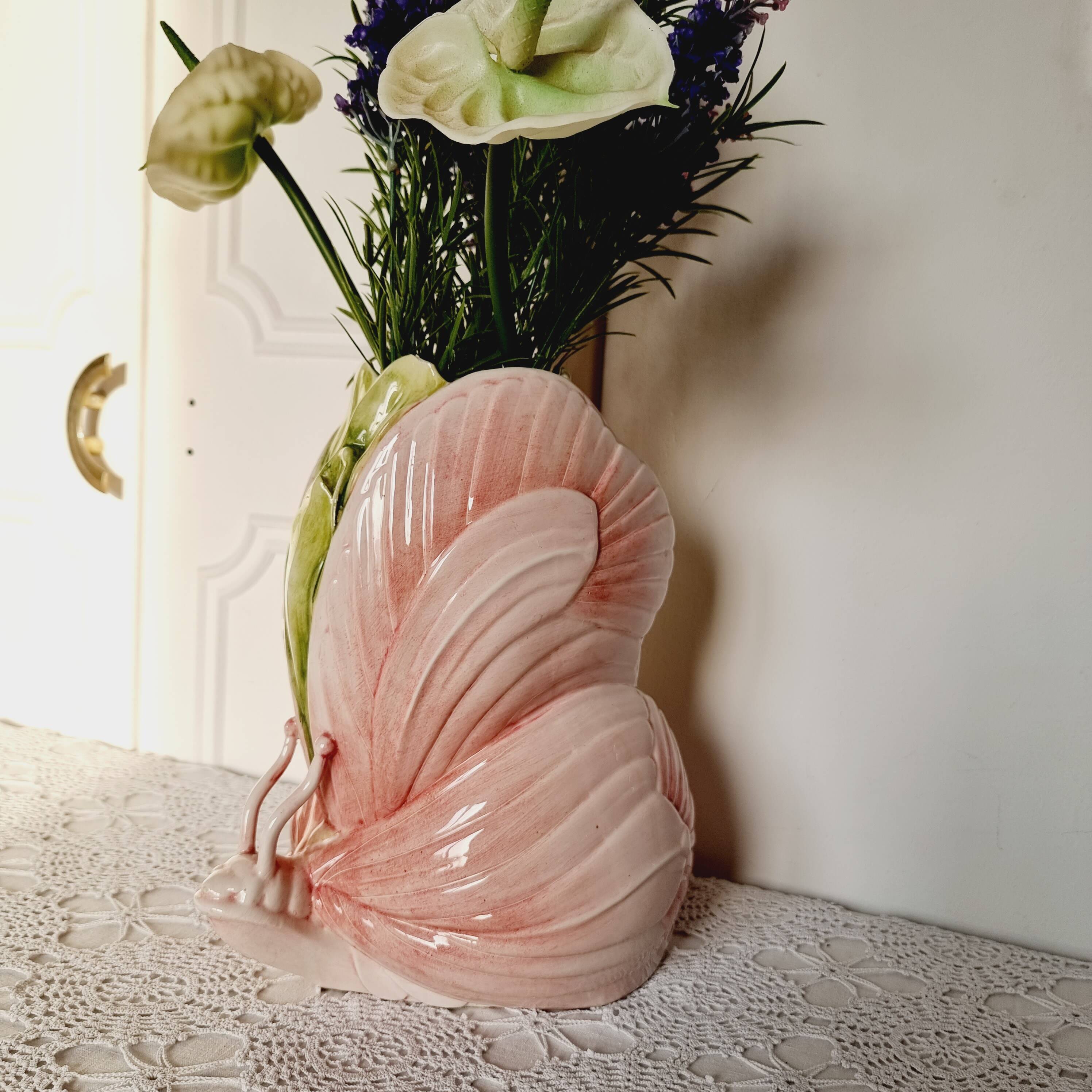 Vase papillon en céramique vernissée italienne