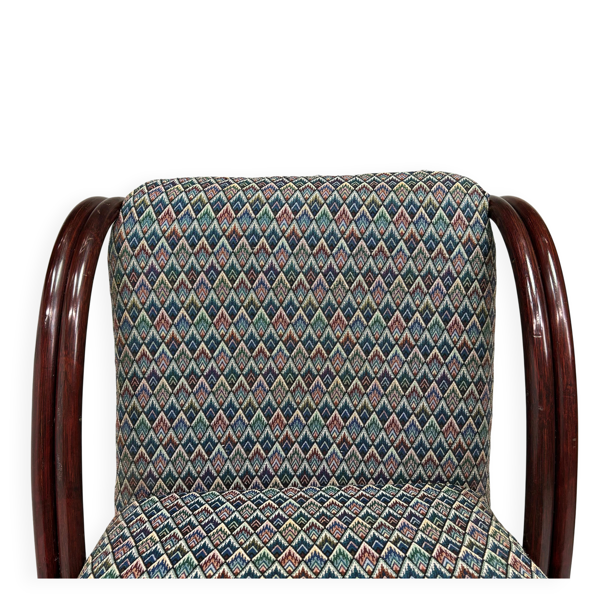 Fauteuil à oreilles en bambou de style milieu du siècle avec tabouret par Gervasoni
