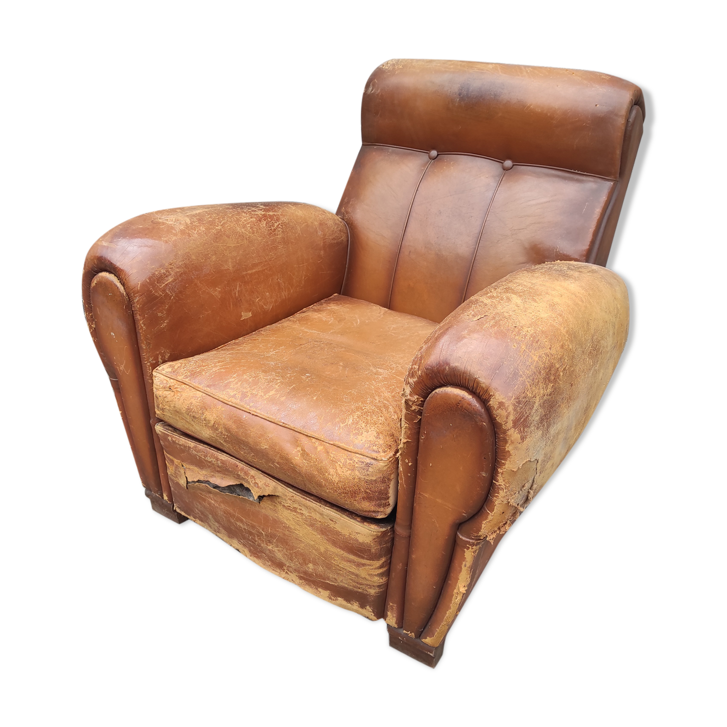 Red leather club chair