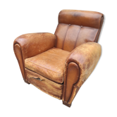 Fauteuil club en cuir roux