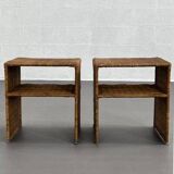 Wicker Bedside Tables, 1960s-70s, Set of 2