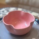 Handmade enameled ceramic bowl with pink clover flower Barbapapa